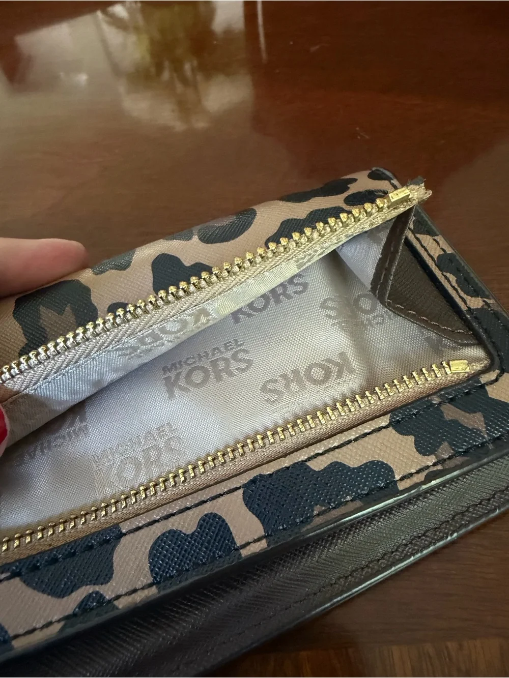 Michael Kors Leopard-Print Wristlet Wallet - Beige & Black
